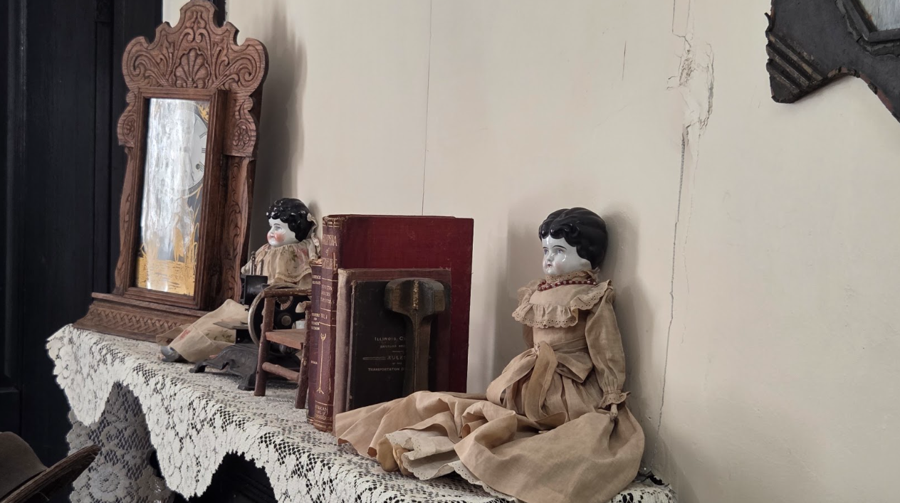 Some of the white lace cloth were handmade by his wife (I forgot which).